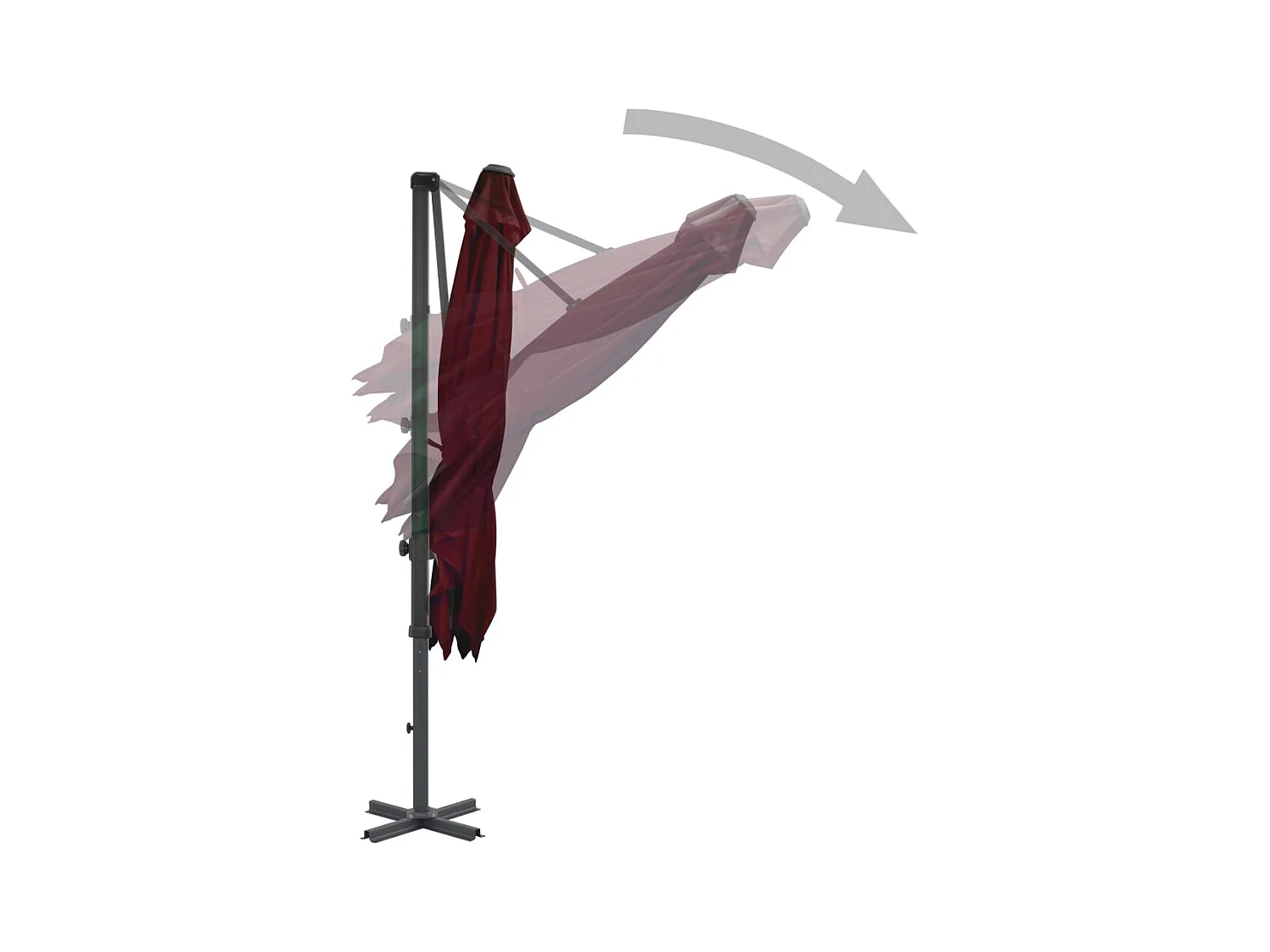 Parasol déporté avec mât en aluminium Bordeaux 250x250