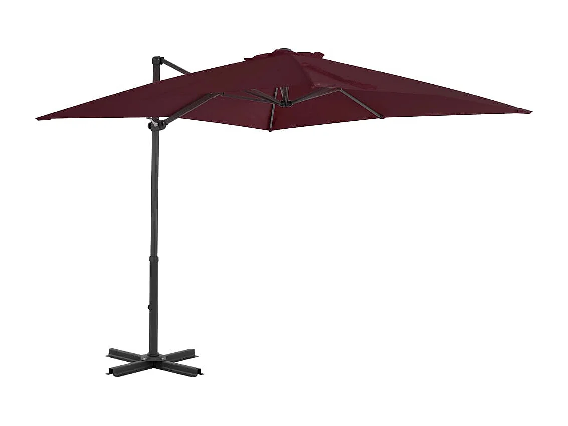 Parasol déporté avec mât en aluminium Bordeaux 250x250