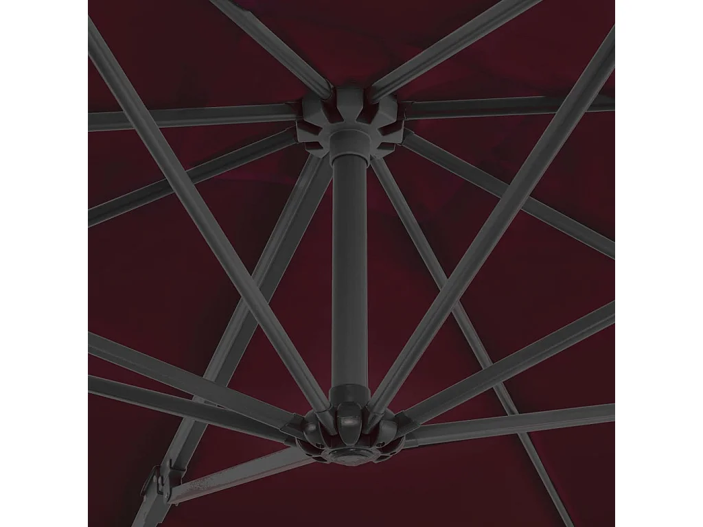 Parasol déporté avec mât en aluminium Bordeaux 250x250