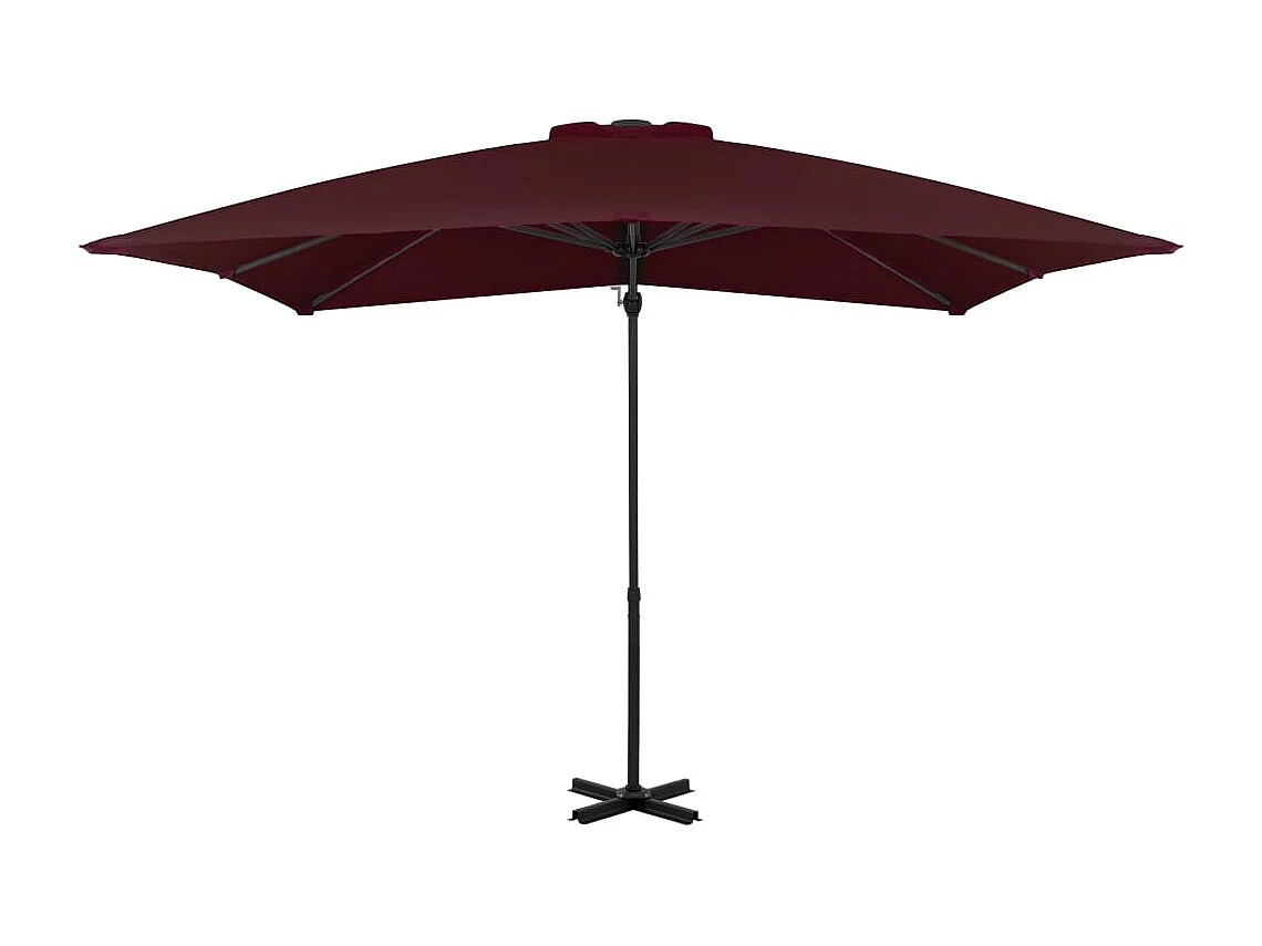 Parasol déporté avec mât en aluminium Bordeaux 250x250