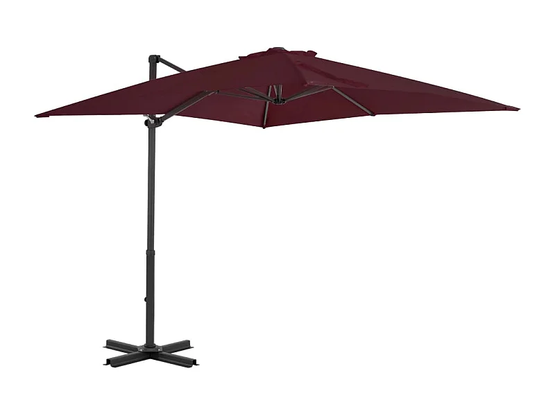 Parasol déporté avec mât en aluminium Bordeaux 250x250