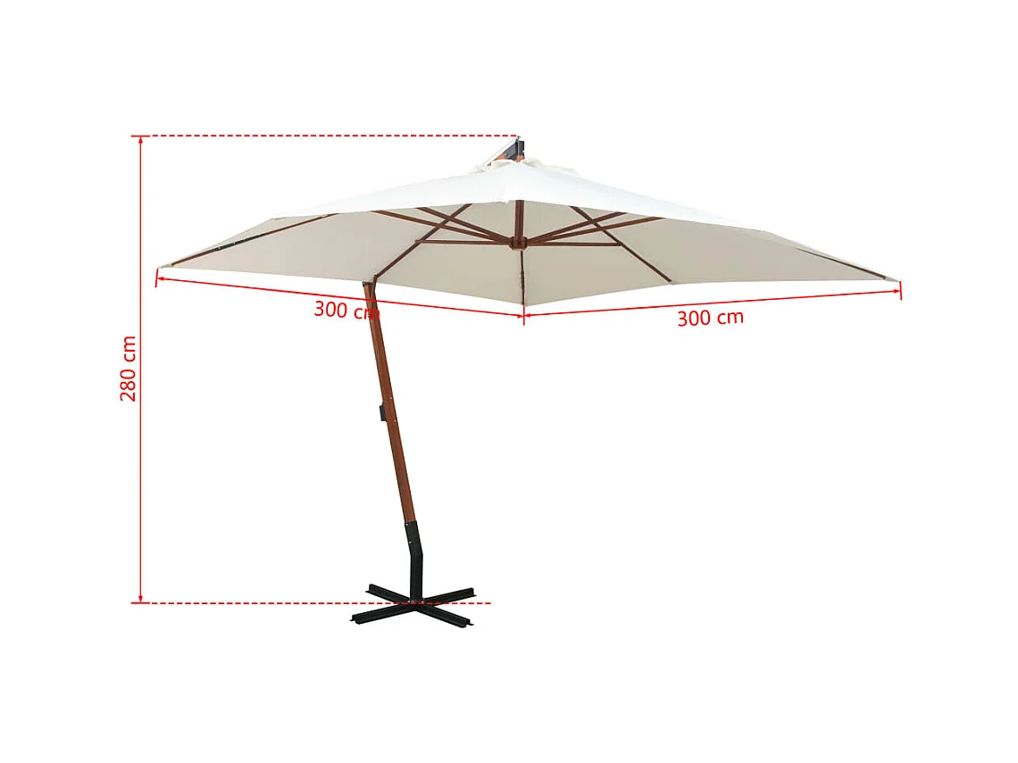 Parasol 300x300 Poteau en bois Blanc