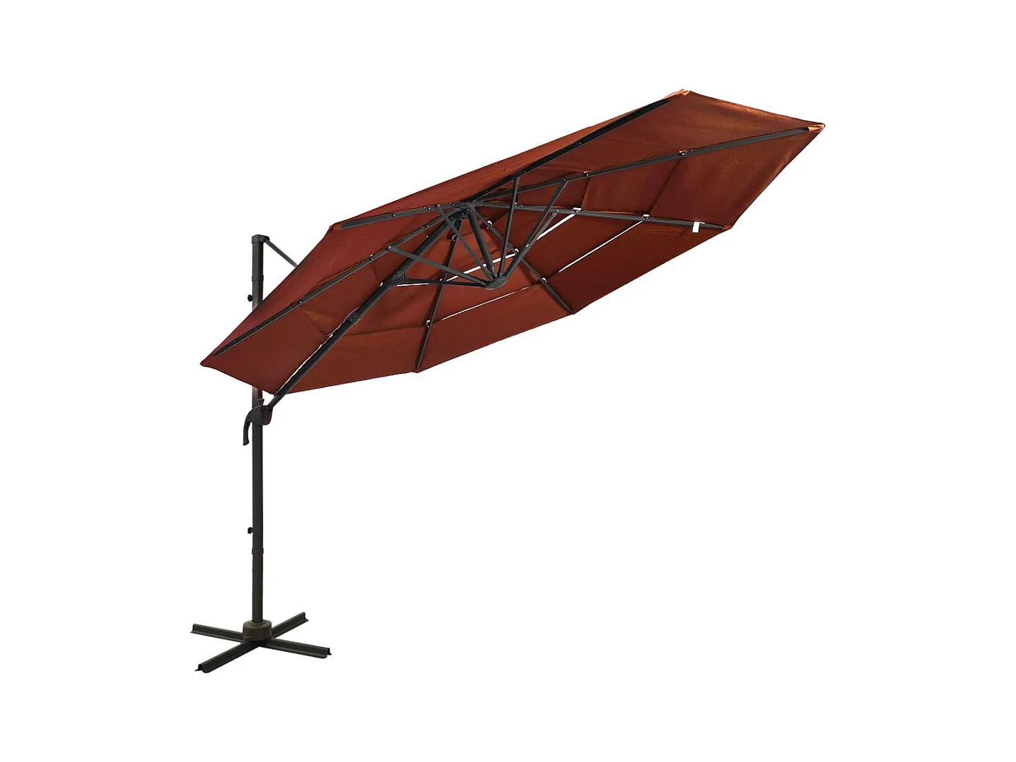 Parasol à 4 niveaux avec mât en aluminium Terre cuite 3x3 m