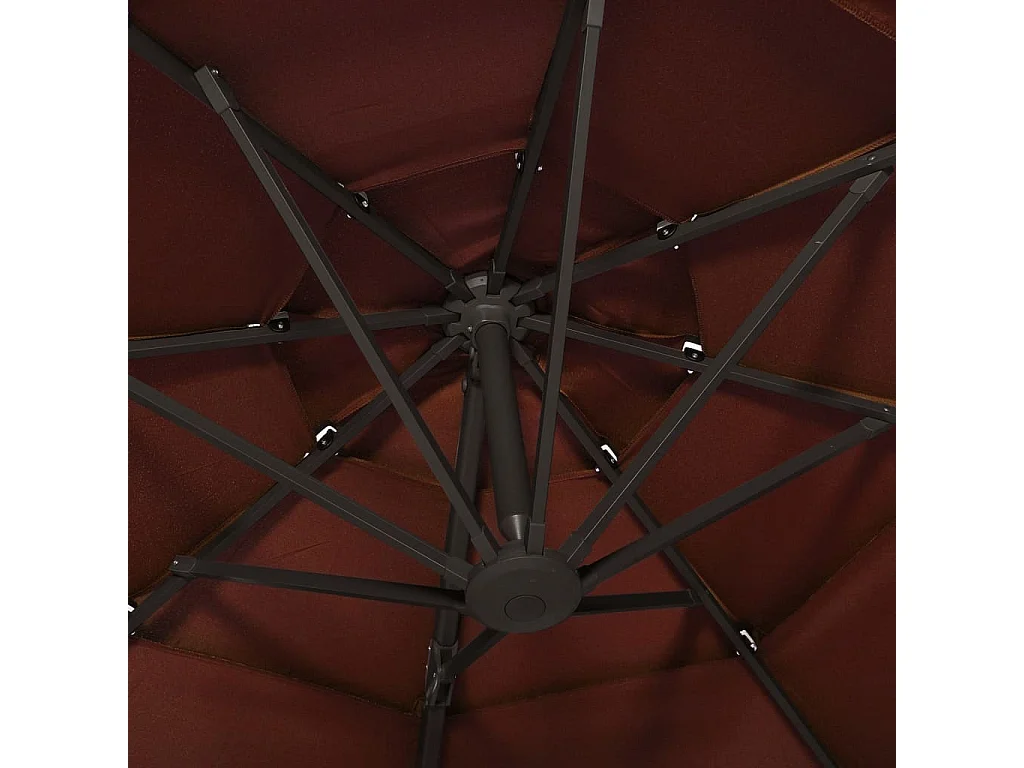 Parasol à 4 niveaux avec mât en aluminium Terre cuite 3x3 m