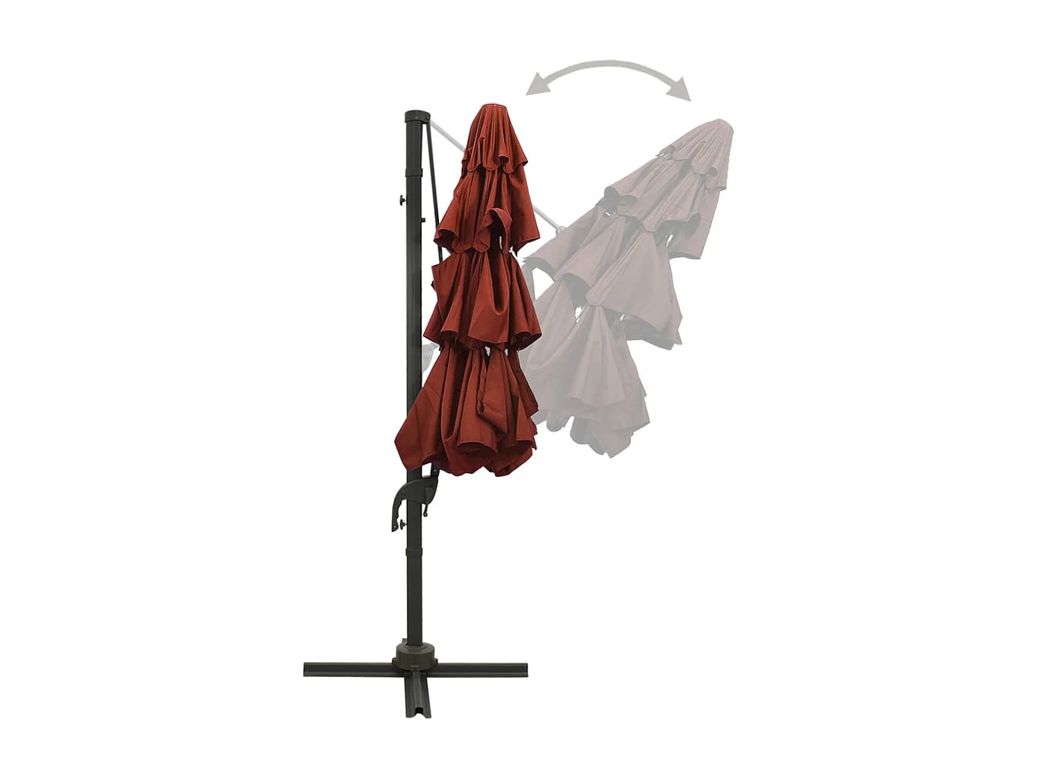 Parasol à 4 niveaux avec mât en aluminium Terre cuite 3x3 m