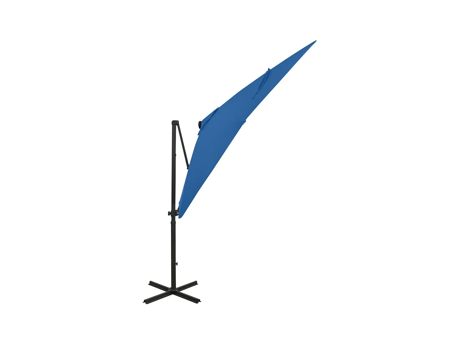 Parasol déporté avec mât et lumières LED Bleu azuré 250cm