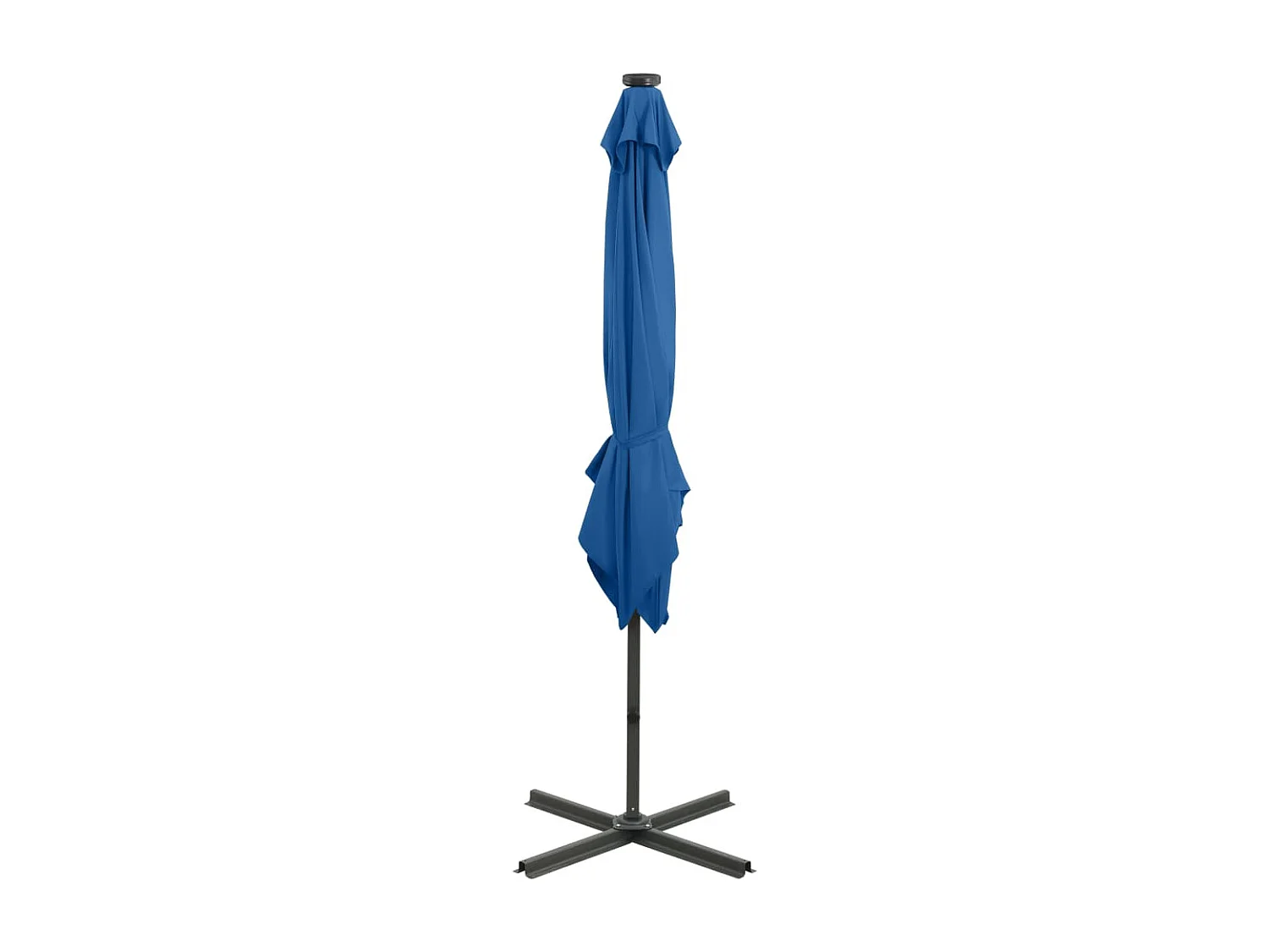 Parasol déporté avec mât et lumières LED Bleu azuré 250cm