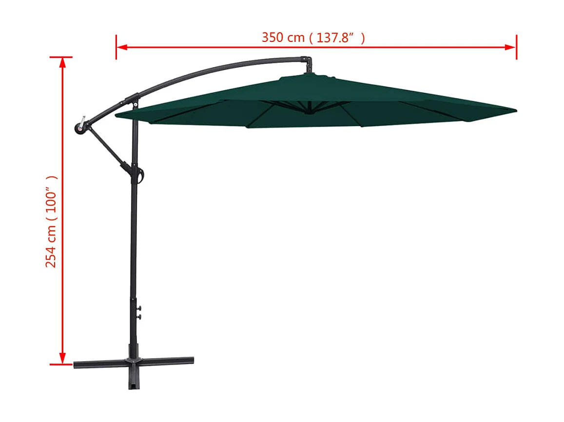 Parasol en porte-à-faux 3,5 m Vert