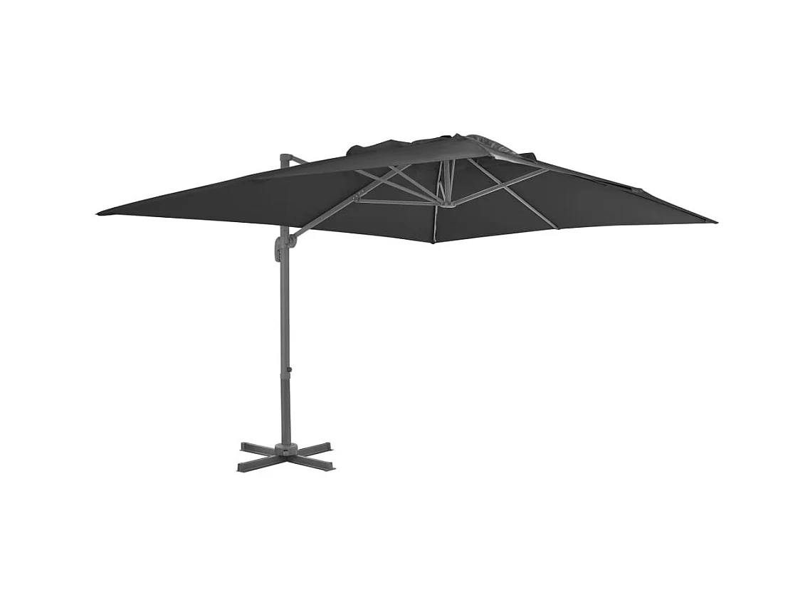 Parasol déporté avec mât en aluminium 4x3 m Noir