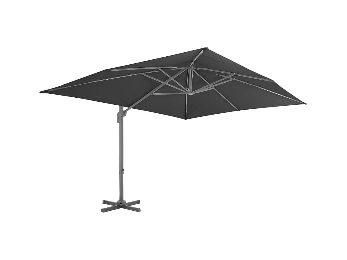 Parasol déporté avec mât en aluminium 4x3 m Noir