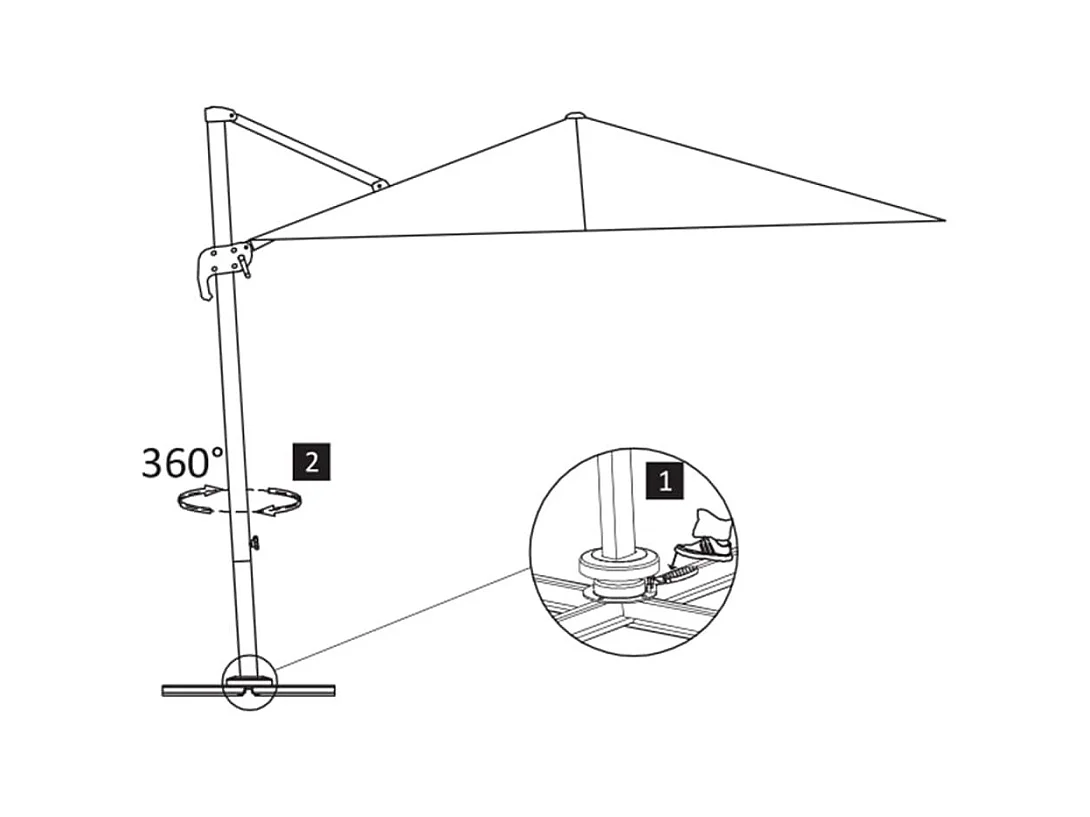 Parasol déporté avec mât en aluminium 4x3 m Noir