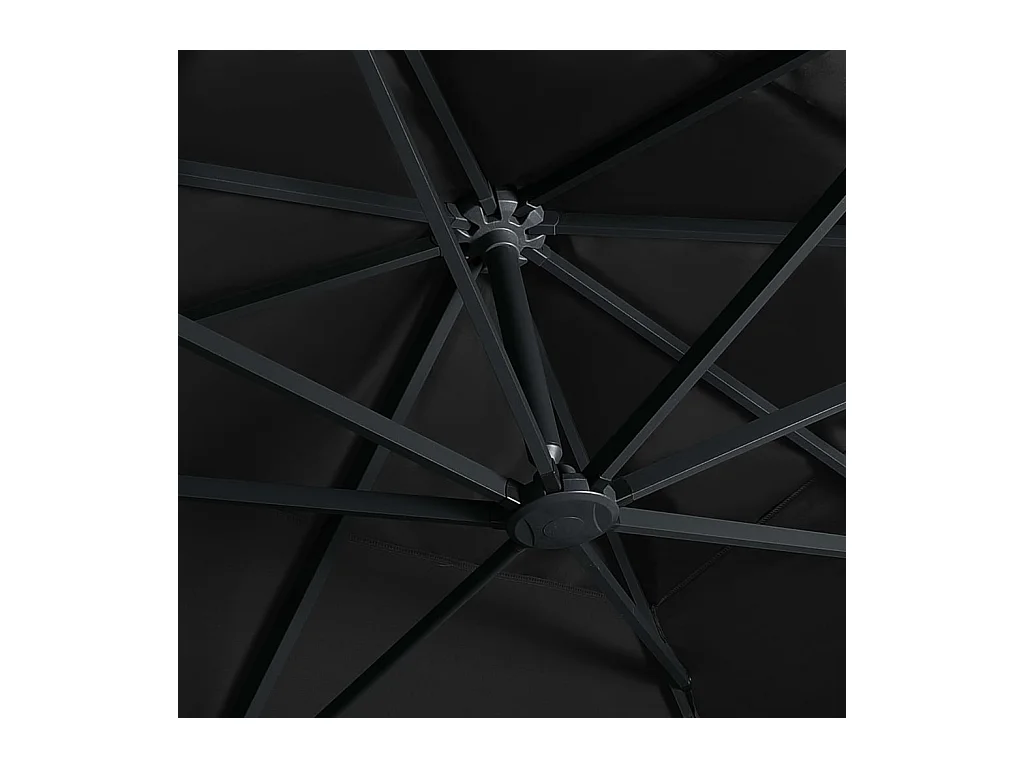 Parasol déporté avec lumières LED Aluminium 400x300 Noir