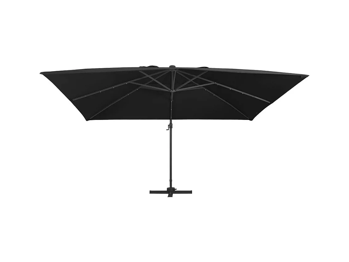 Parasol déporté avec lumières LED Aluminium 400x300 Noir