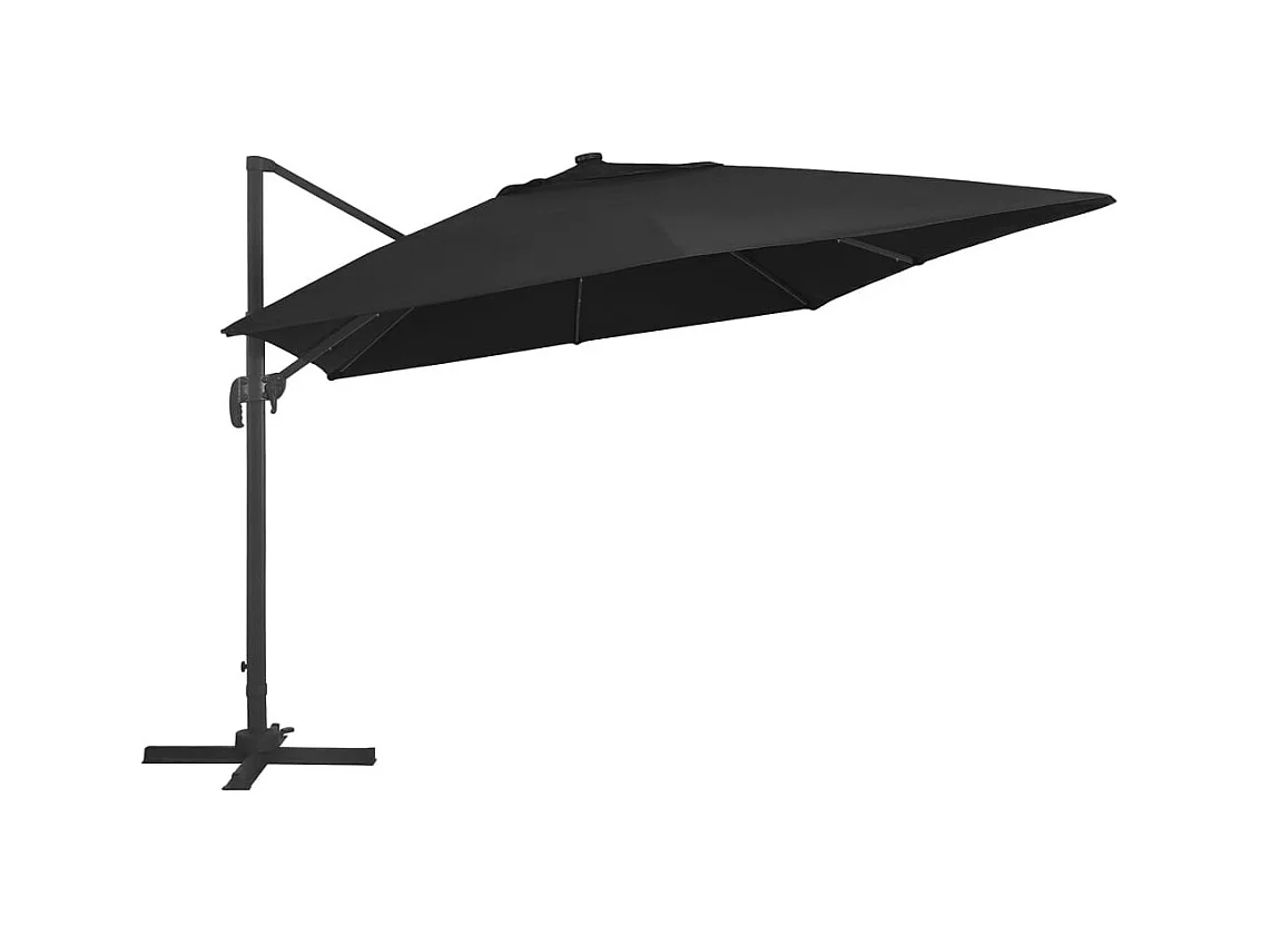 Parasol déporté avec lumières LED Aluminium 400x300 Noir