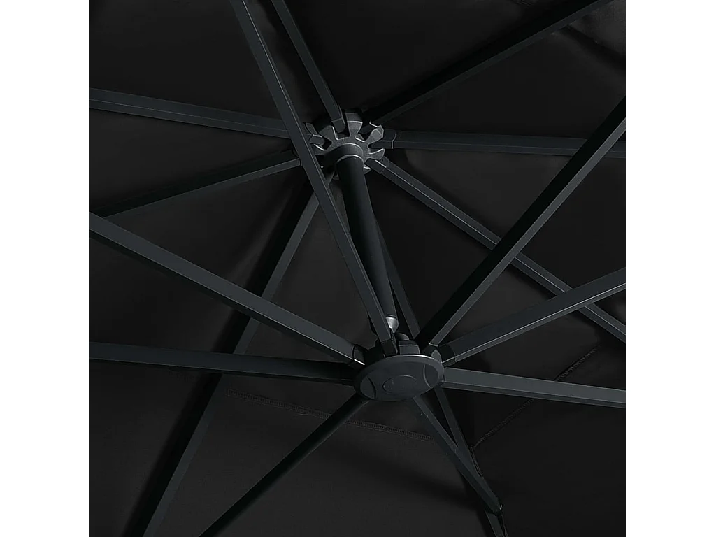 Parasol déporté avec lumières LED Aluminium 400x300 Noir