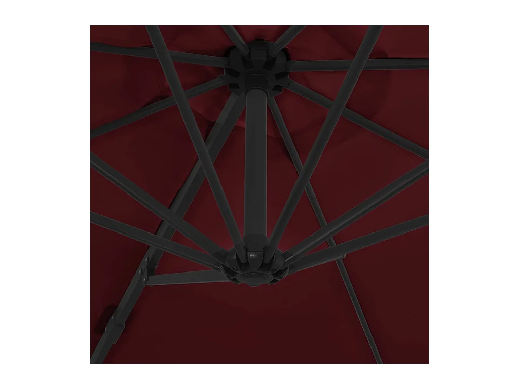 Parasol déporté avec mât en acier Rouge bordeaux 300cm