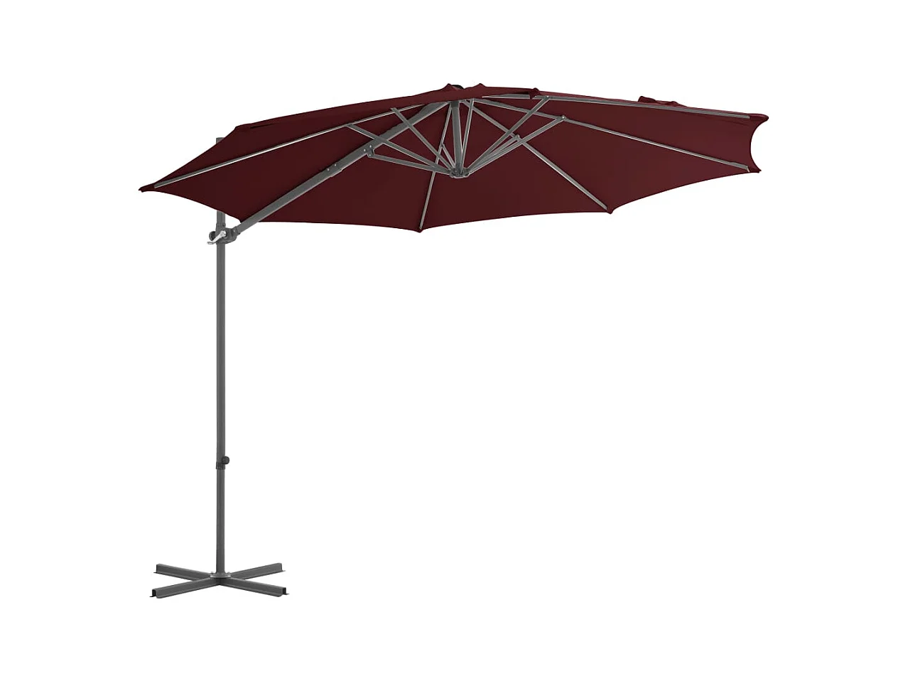 Parasol déporté avec mât en acier Rouge bordeaux 300cm