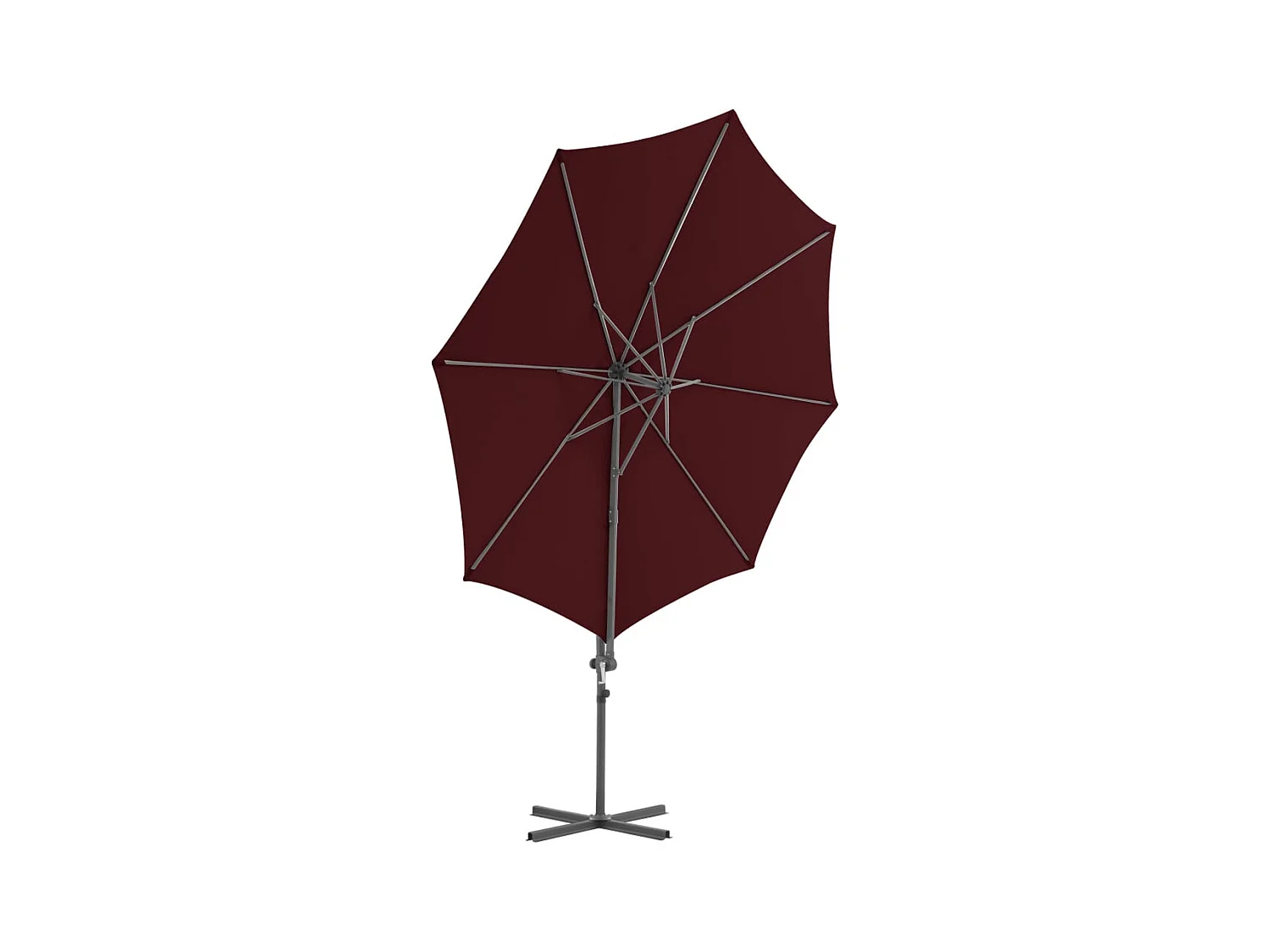 Parasol déporté avec mât en acier Rouge bordeaux 300cm