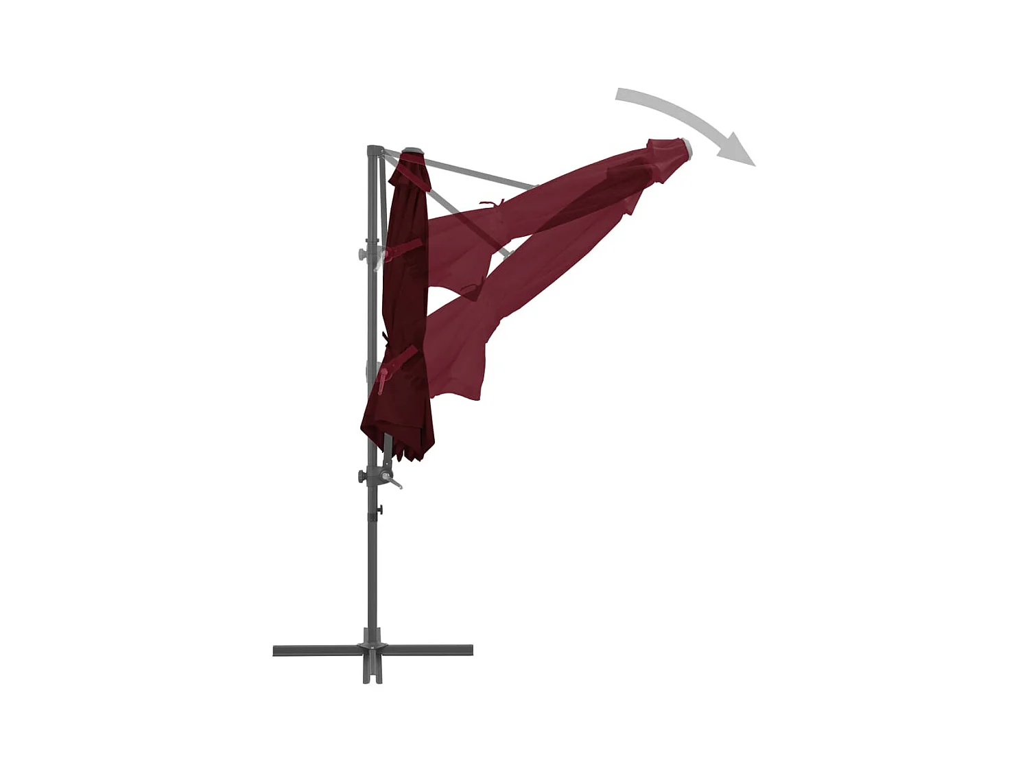 Parasol déporté avec mât en acier Rouge bordeaux 300cm