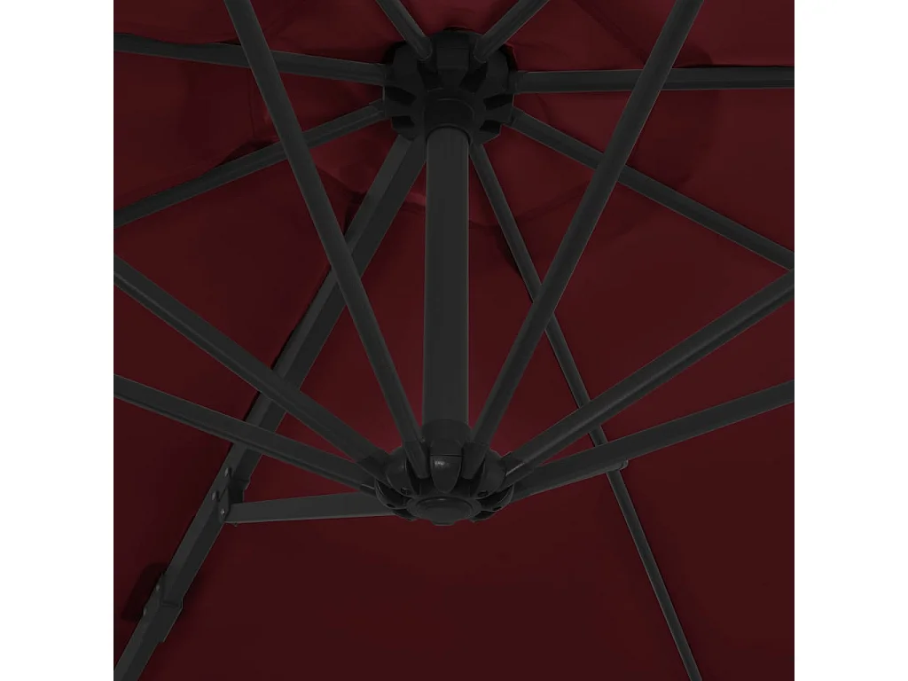 Parasol déporté avec mât en acier Rouge bordeaux 300cm