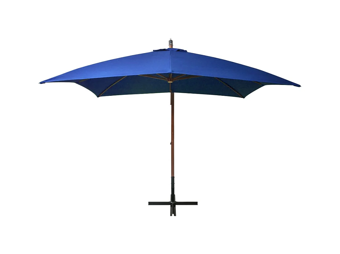 Parasol suspendu avec mât Bleu azuré 3x3 m Bois de sapin massif