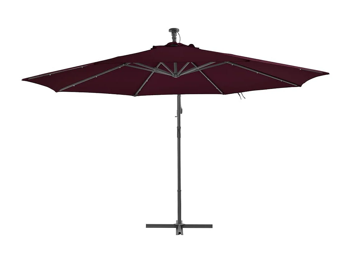 Parasol déporté avec lumières LED Rouge bordeaux 350cm