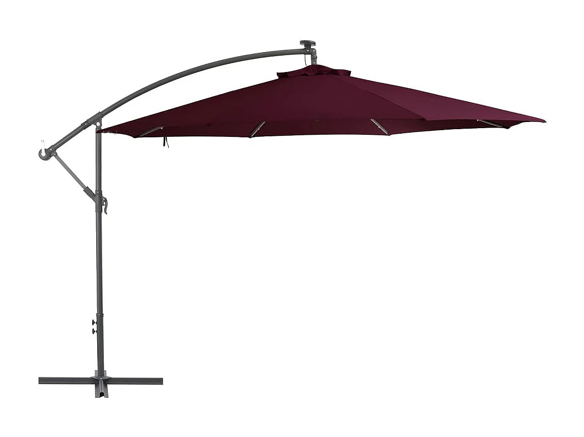 Parasol déporté avec lumières LED Rouge bordeaux 350cm