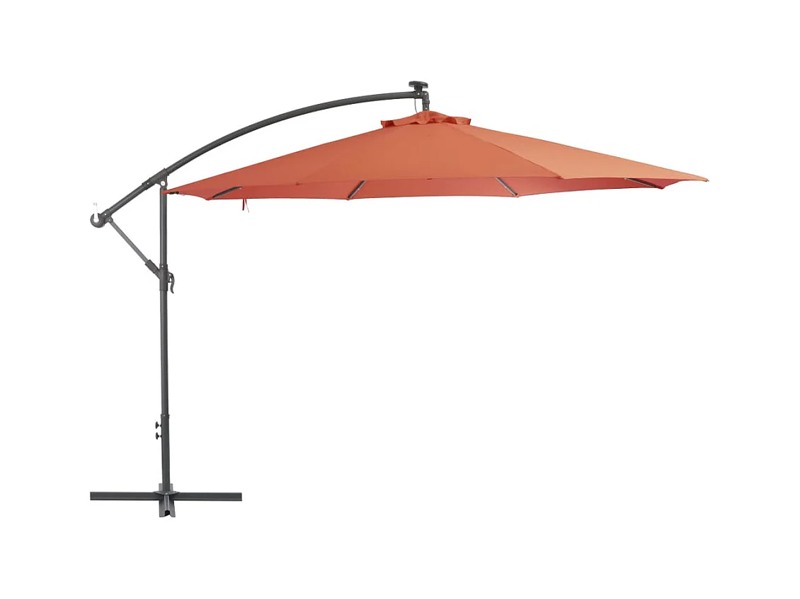 Parasol en porte-à-faux avec mât Aluminium 350cm Terre cuite