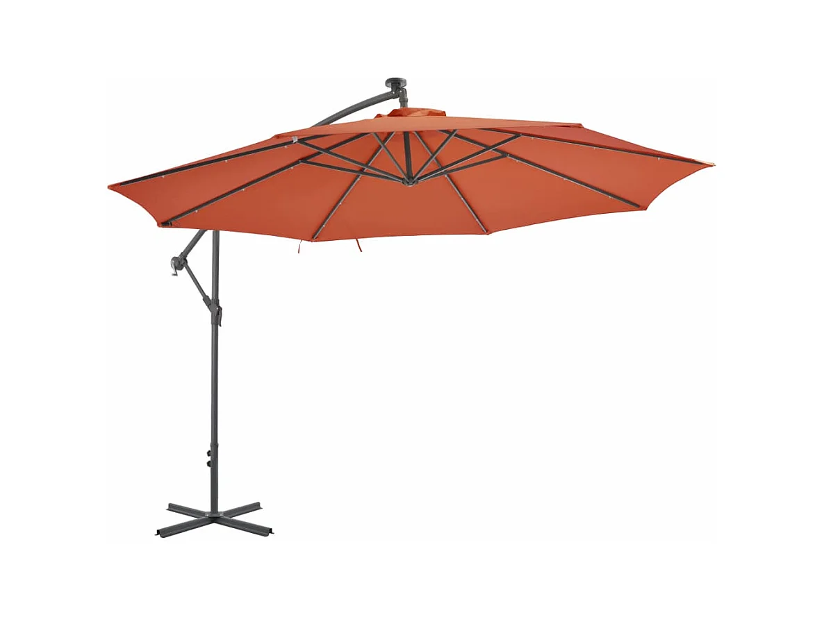 Parasol en porte-à-faux avec mât Aluminium 350cm Terre cuite