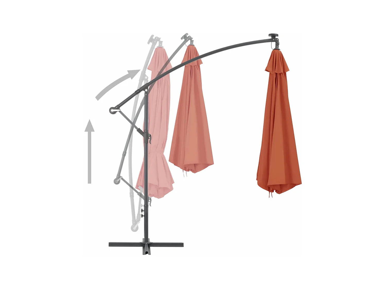 Parasol en porte-à-faux avec mât Aluminium 350cm Terre cuite