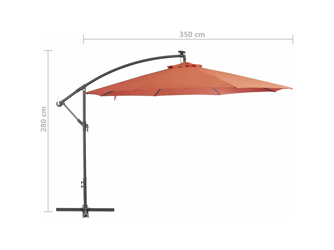 Parasol en porte-à-faux avec mât Aluminium 350cm Terre cuite