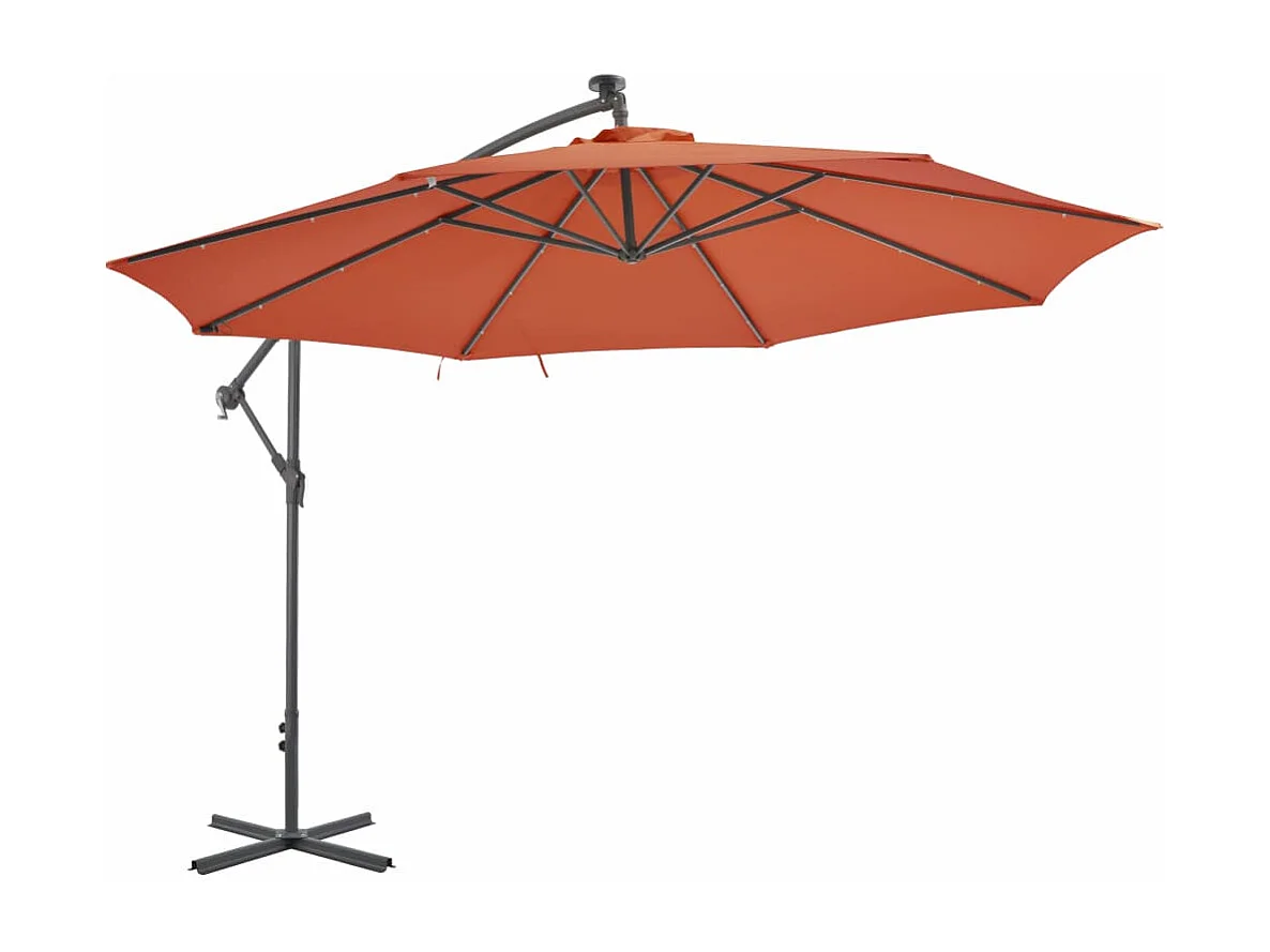 Parasol en porte-à-faux avec mât Aluminium 350cm Terre cuite