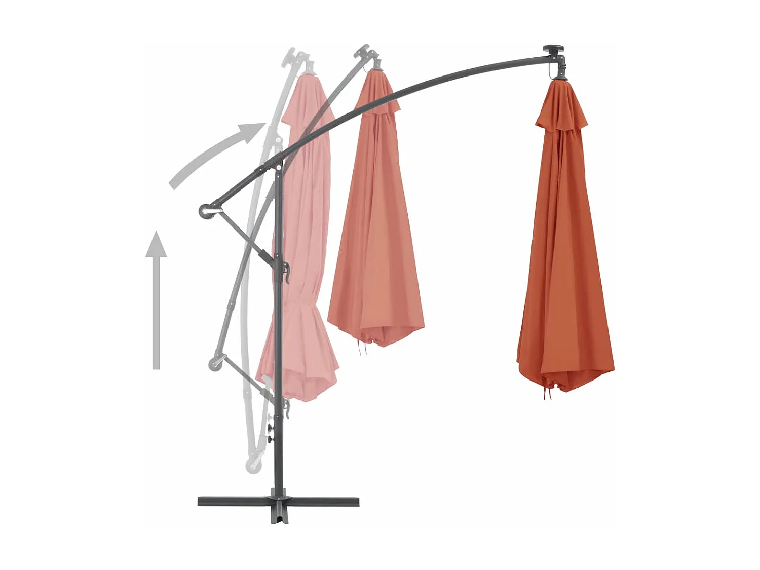 Parasol en porte-à-faux avec mât Aluminium 350cm Terre cuite