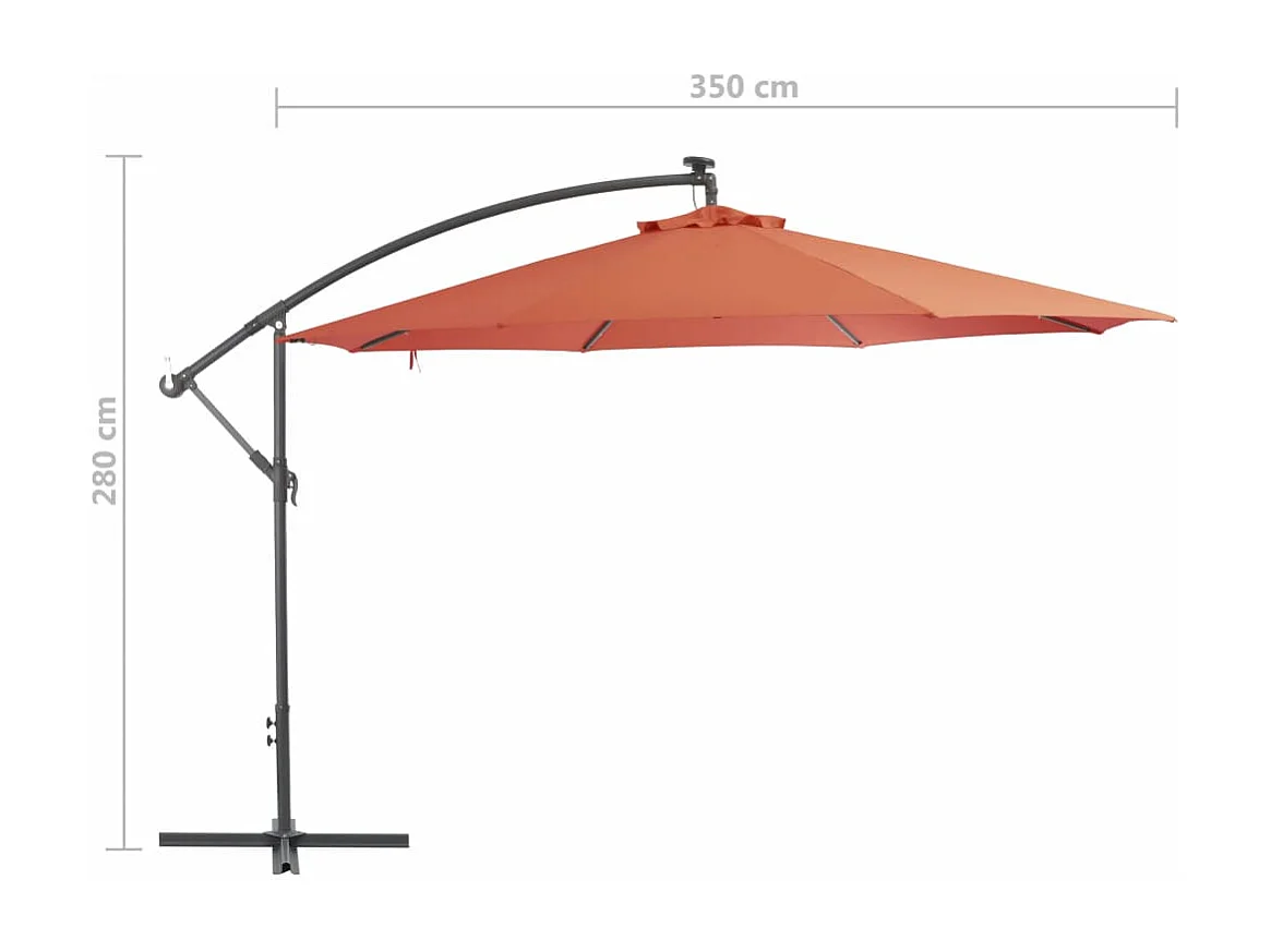 Parasol en porte-à-faux avec mât Aluminium 350cm Terre cuite