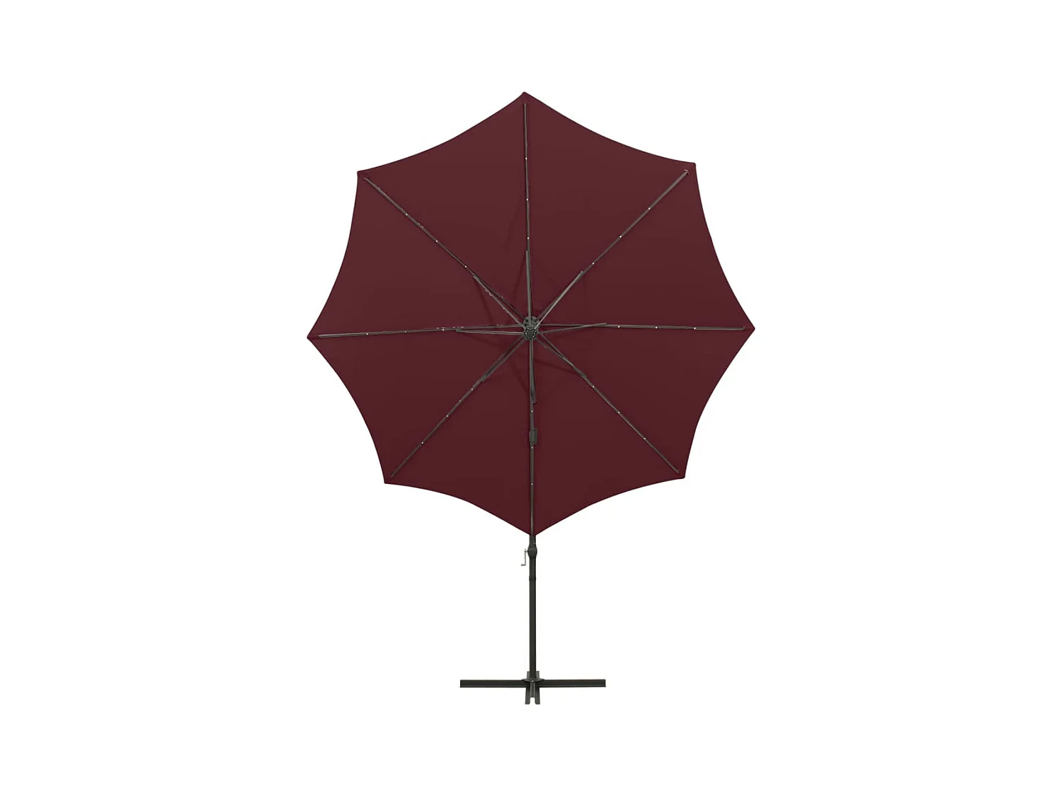Parasol déporté avec mât et lumières LED Rouge bordeaux 300cm