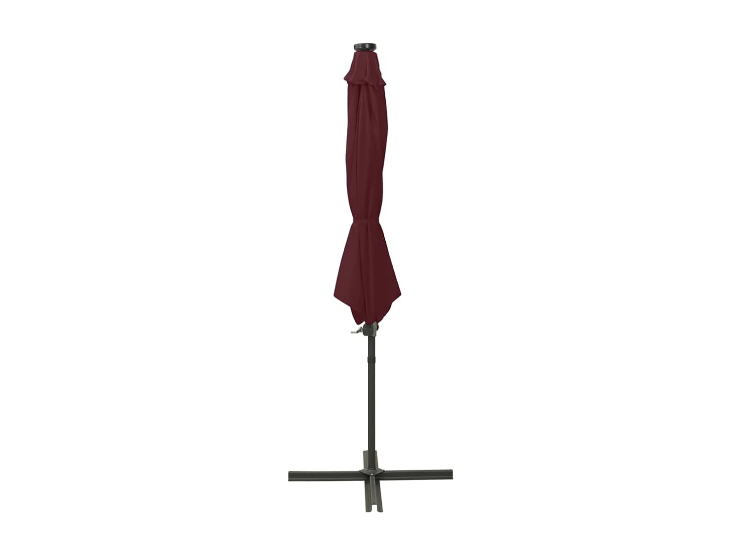 Parasol déporté avec mât et lumières LED Rouge bordeaux 300cm