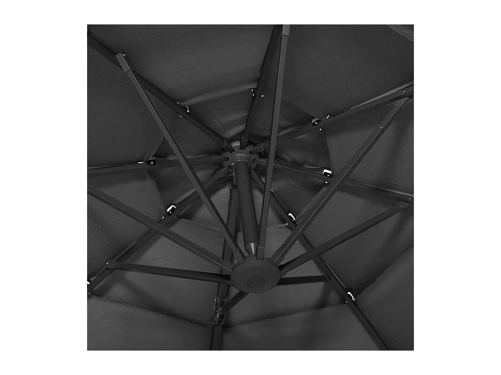 Parasol à 4 niveaux avec mât en aluminium Anthracite 3x3 m