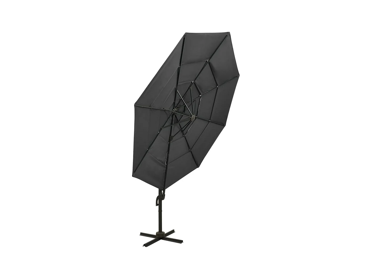 Parasol à 4 niveaux avec mât en aluminium Anthracite 3x3 m