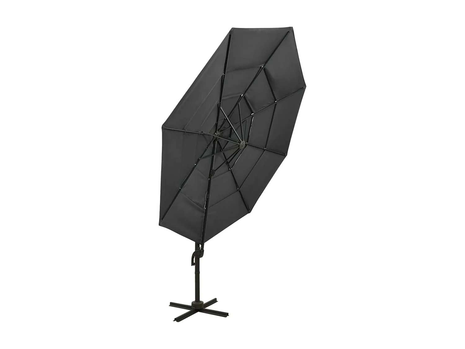Parasol à 4 niveaux avec mât en aluminium Anthracite 3x3 m