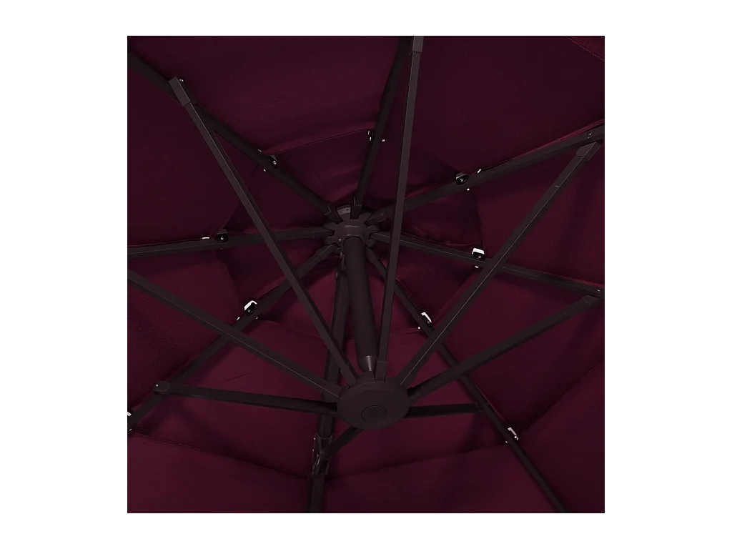 Parasol à 4 niveaux avec mât en aluminium Bordeaux 3x3 m