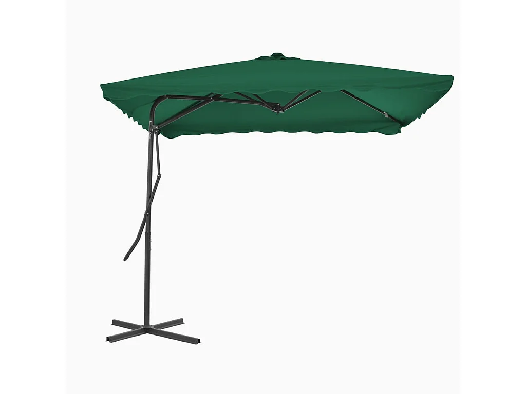 Parasol d'extérieur déporté avec mât en acier 250x250 Vert