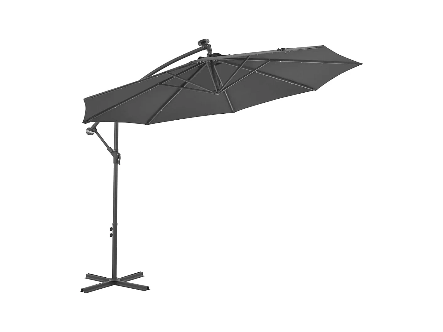 Parasol en porte-à-faux LED et mât en acier 300cm Anthracite
