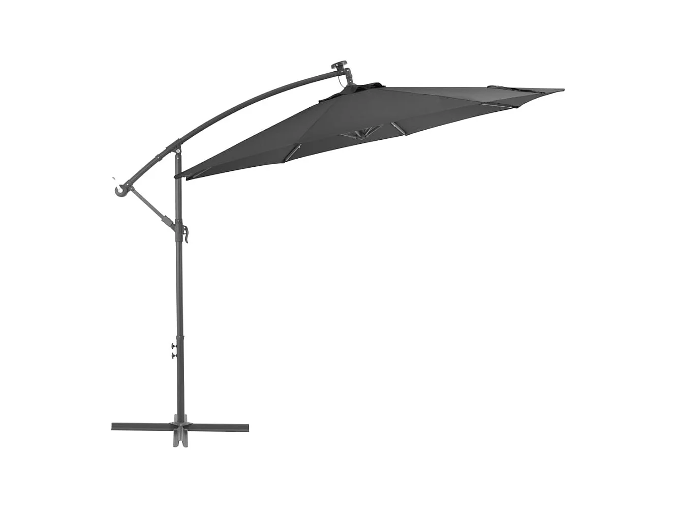 Parasol en porte-à-faux LED et mât en acier 300cm Anthracite