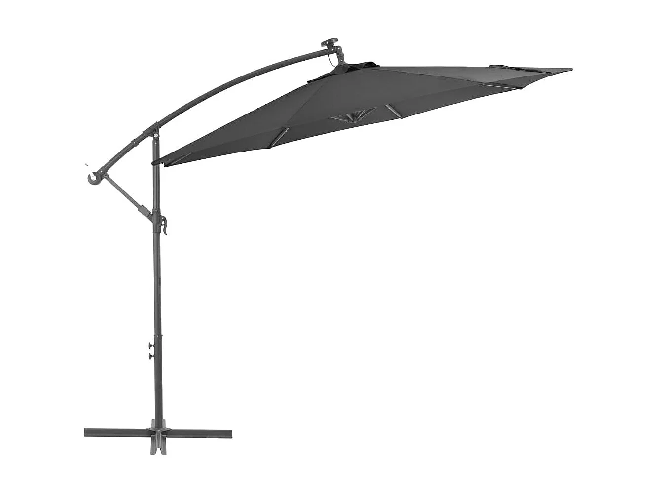 Parasol en porte-à-faux LED et mât en acier 300cm Anthracite