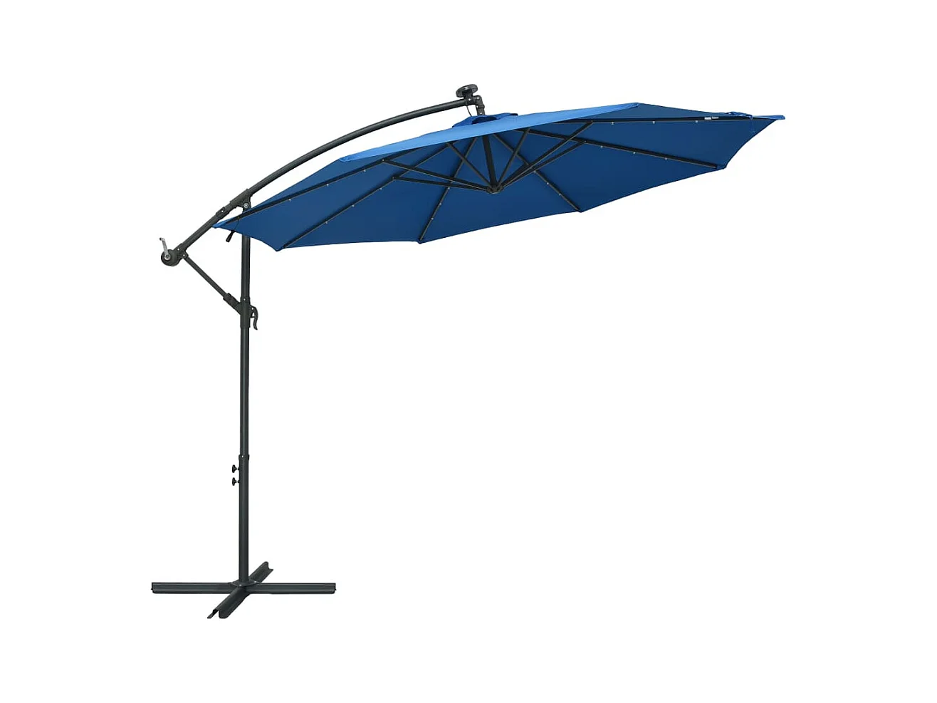 Parasol déporté à LED et mât en acier 300cm Azuré