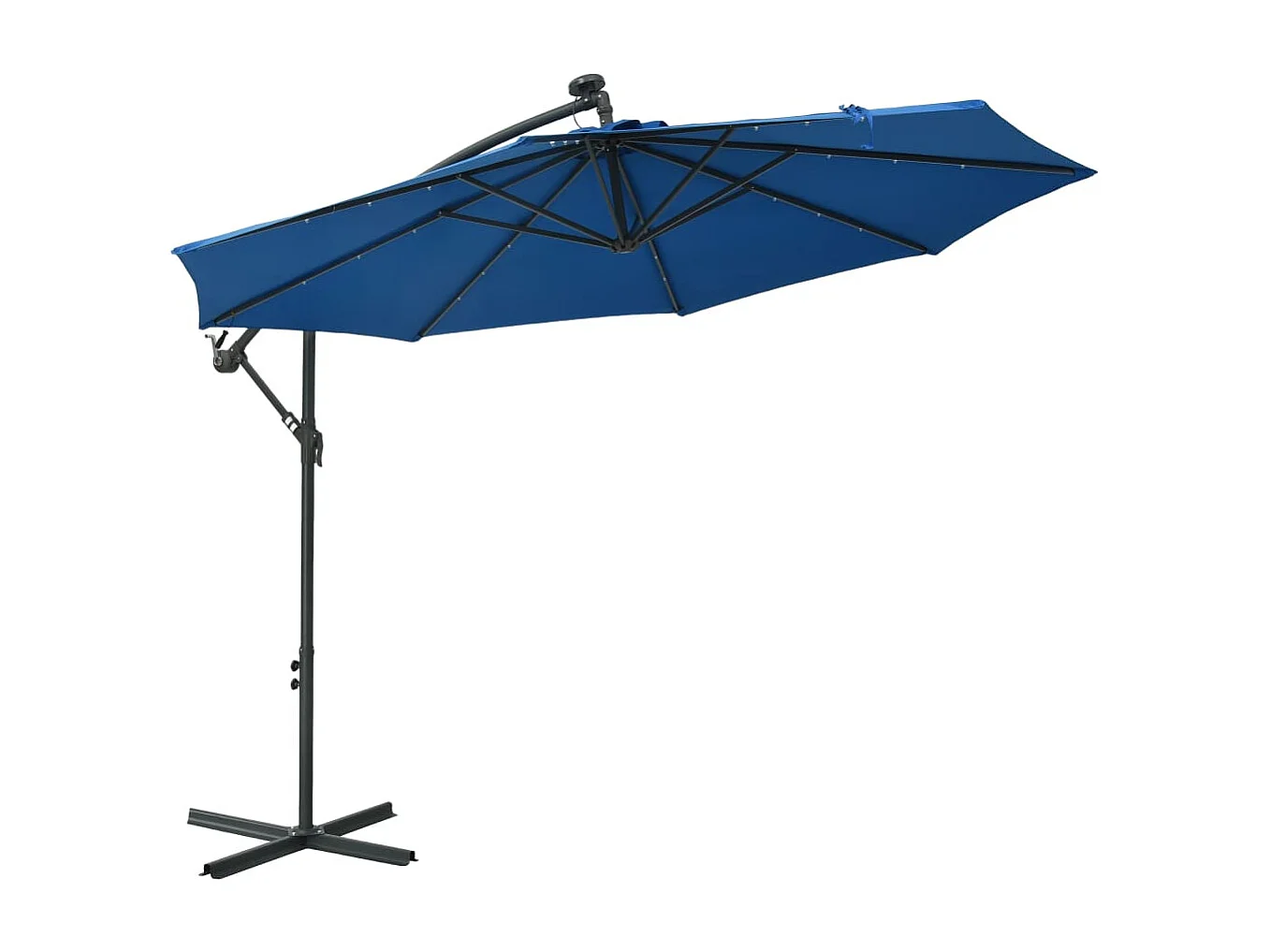 Parasol déporté à LED et mât en acier 300cm Azuré