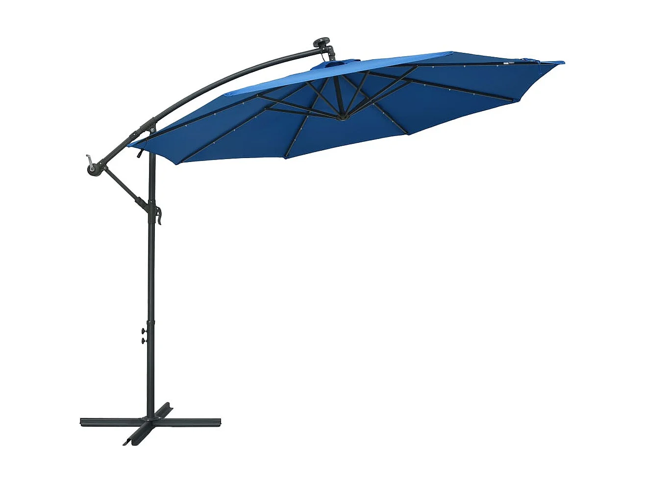 Parasol déporté à LED et mât en acier 300cm Azuré