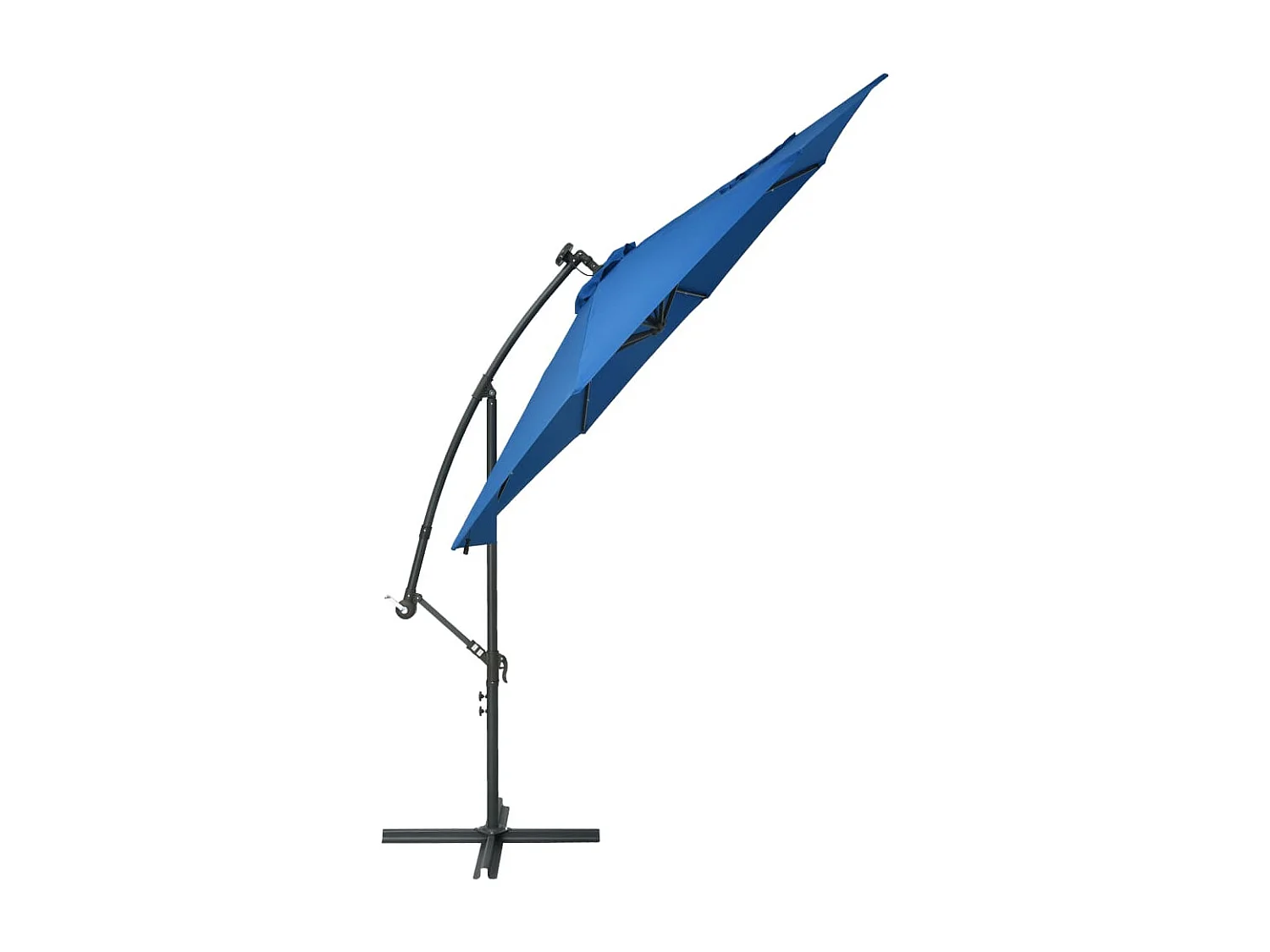 Parasol déporté à LED et mât en acier 300cm Azuré