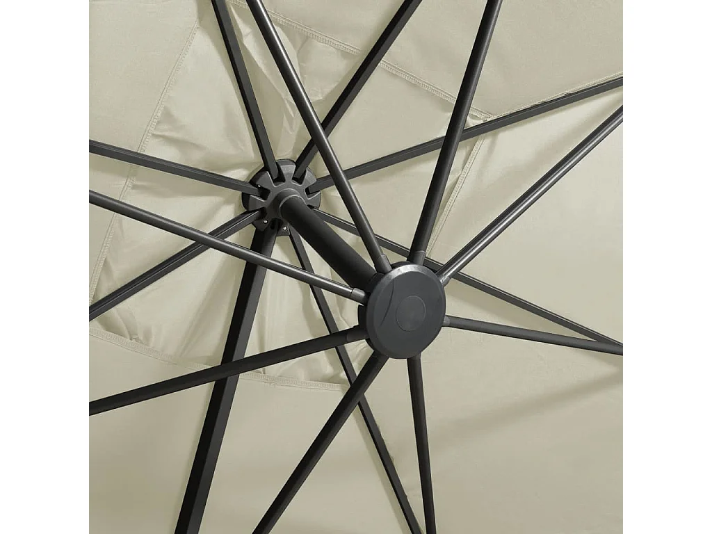 Parasol déporté avec mât et lumières LED Sable 300cm 2