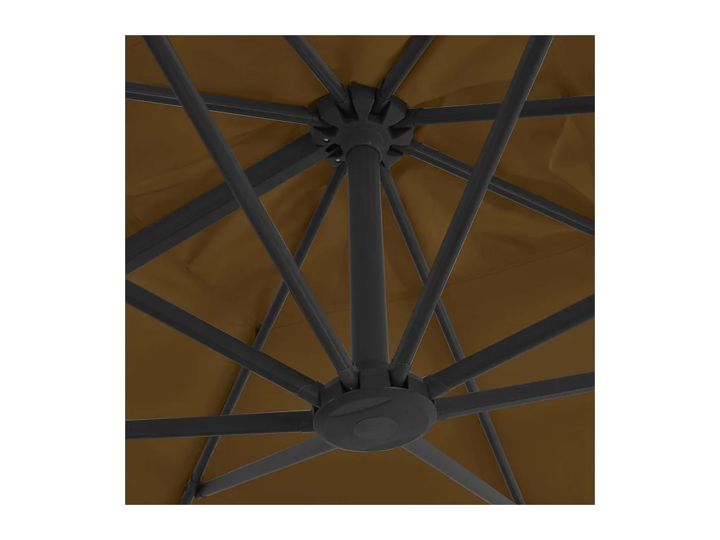 Parasol en porte-à-faux avec mât en aluminium 300x300 Taupe
